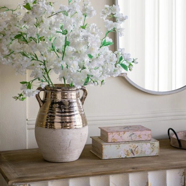 Artekko Candia Βάζο από Τερακότα σε Μπρονζέ με Μπεζ (24.5x24.5x33)cm