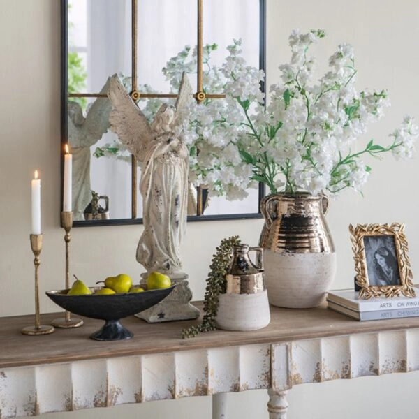 Artekko Candia Βάζο από Τερακότα σε Μπρονζέ με Μπεζ (24.5x24.5x33)cm