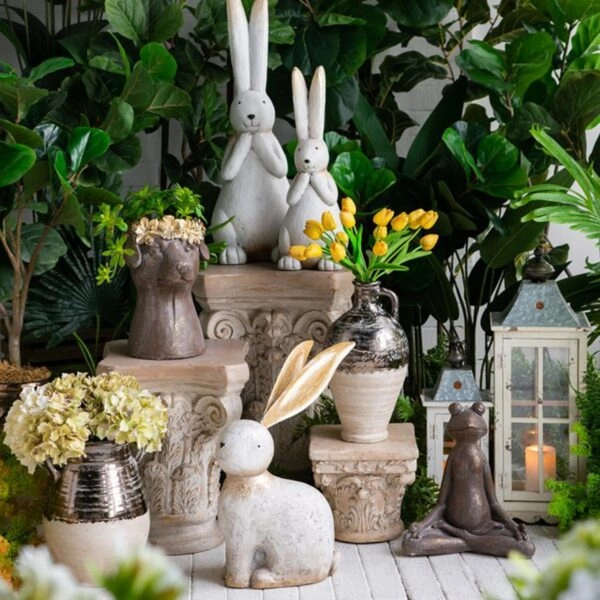 Artekko Candia Βάζο από Τερακότα σε Μπρονζέ με Μπεζ (24.5x24.5x33)cm