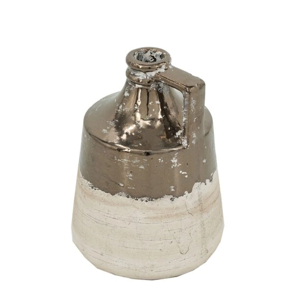 Artekko Candia Δοχείο Βάζο από Τερακότα σε Μπρονζέ με Μπεζ (15.5x15.5x21)cm