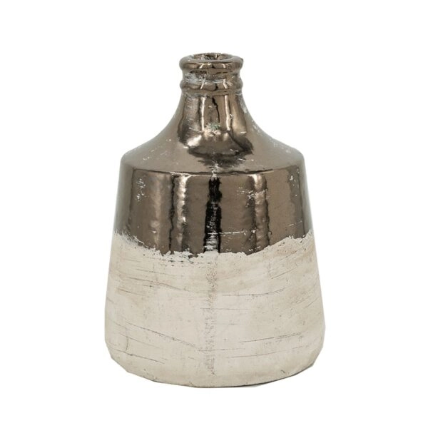 Artekko Candia Δοχείο Βάζο από Τερακότα σε Μπρονζέ με Μπεζ (15.5x15.5x21)cm