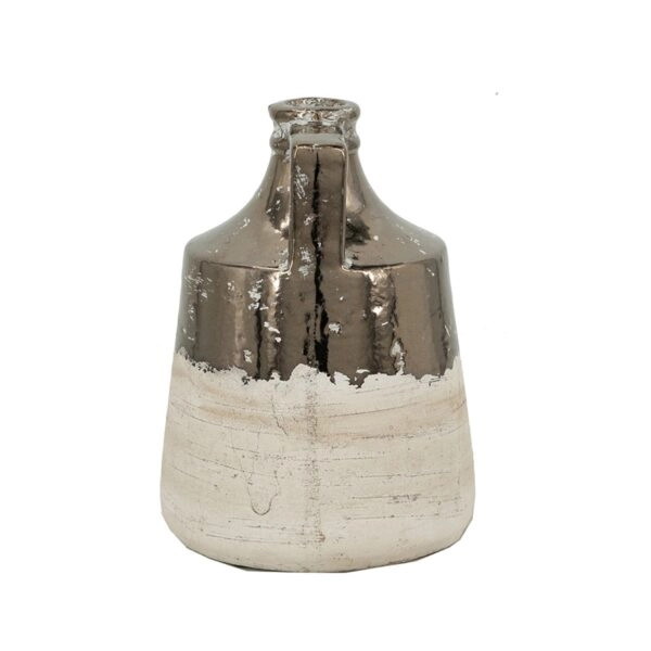 Artekko Candia Δοχείο Βάζο από Τερακότα σε Μπρονζέ με Μπεζ (15.5x15.5x21)cm