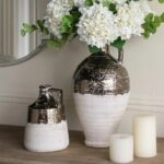 Artekko Candia Δοχείο Βάζο από Τερακότα σε Μπρονζέ με Μπεζ (15.5x15.5x21)cm