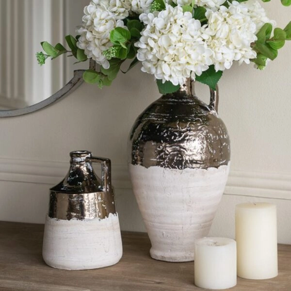 Artekko Candia Δοχείο Βάζο από Τερακότα σε Μπρονζέ με Μπεζ (15.5x15.5x21)cm