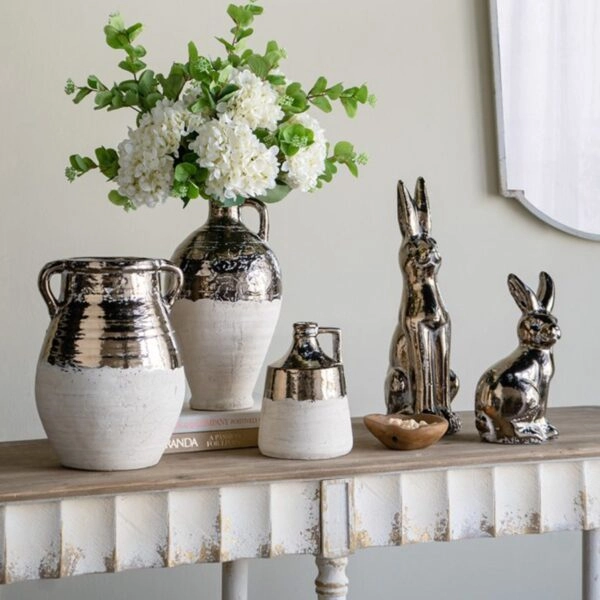 Artekko Candia Δοχείο Βάζο από Τερακότα σε Μπρονζέ με Μπεζ (15.5x15.5x21)cm