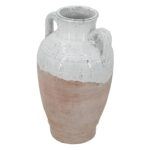 Artekko Candia Βάζο από Τερακότα σε Λευκό με Μπεζ (22x22x40)cm