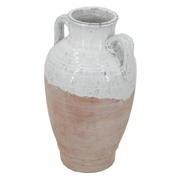 Artekko Candia Βάζο από Τερακότα σε Λευκό με Μπεζ (22x22x40)cm