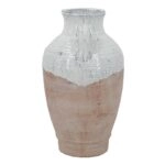 Artekko Candia Βάζο από Τερακότα σε Λευκό με Μπεζ (22x22x40)cm