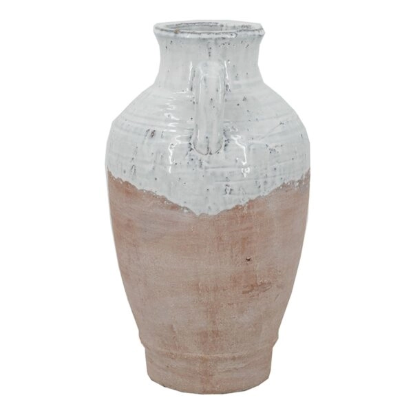 Artekko Candia Βάζο από Τερακότα σε Λευκό με Μπεζ (22x22x40)cm