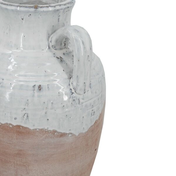 Artekko Candia Βάζο από Τερακότα σε Λευκό με Μπεζ (22x22x40)cm