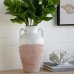 Artekko Candia Βάζο από Τερακότα σε Λευκό με Μπεζ (22x22x40)cm