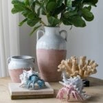 Artekko Candia Βάζο από Τερακότα σε Λευκό με Μπεζ (22x22x40)cm