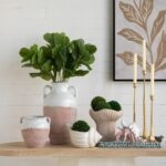 Artekko Candia Βάζο από Τερακότα σε Λευκό με Μπεζ (22x22x40)cm