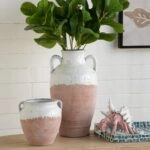 Artekko Candia Βάζο από Τερακότα σε Λευκό με Μπεζ (22x22x40)cm