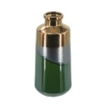 Artekko Electric Κεραμικό Βάζο σε Πράσινο με Μπρονζέ (14x14x30)cm