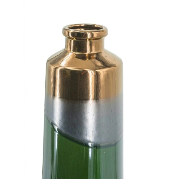 Artekko Electric Κεραμικό Βάζο σε Πράσινο με Μπρονζέ (14x14x30)cm