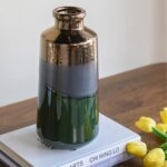 Artekko Electric Κεραμικό Βάζο σε Πράσινο με Μπρονζέ (14x14x30)cm