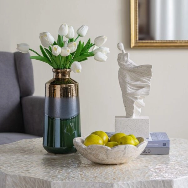 Artekko Electric Κεραμικό Βάζο σε Πράσινο με Μπρονζέ (14x14x30)cm