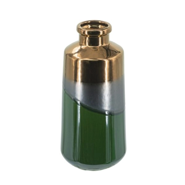 Artekko Electric Κεραμικό Βάζο σε Πράσινο με Μπρονζέ (14x14x30)cm