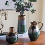 Artekko Electric Κεραμικό Βάζο σε Πράσινο με Μπρονζέ (14x14x30)cm