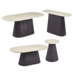 ΣΕΤ 3 ΤΡΑΠΕΖΙΑ & 1 ΚΟΝΣΟΛΑ CATER HM21261 ΚΕΡΑΜΙΚΟ TOP ΟΨΗ ΤΡΑΒΕΡΤΙΝΑΣ-MDF ΒΑΣΗ ΚΑΦΕ