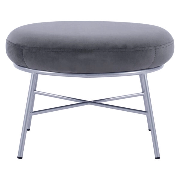 ΣΚΑΜΠΟ ΥΠΟΠΟΔΙΟ TRUDI HM8640.01 ΑΠΟ ΓΚΡΙ ΒΕΛΟΥΔΟ ΜΕ ΑΣΗΜΙ ΒΑΣΗ 55x46x38Υ εκ.