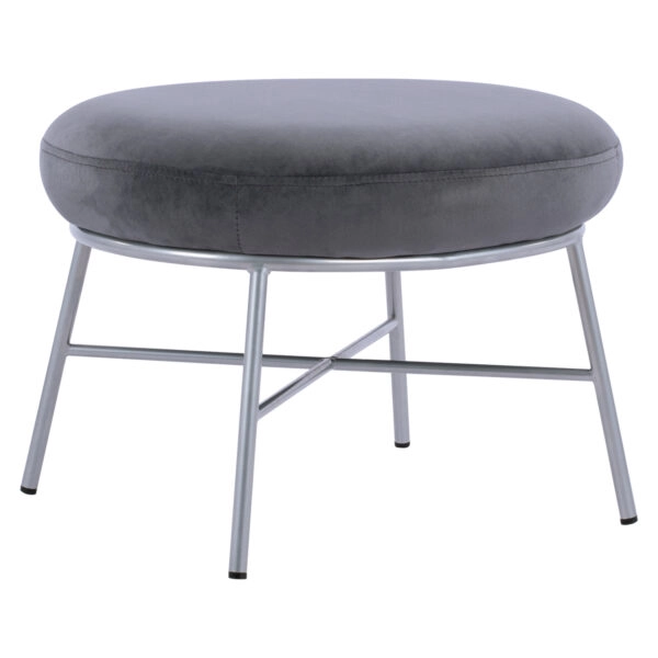 ΣΚΑΜΠΟ ΥΠΟΠΟΔΙΟ TRUDI HM8640.01 ΑΠΟ ΓΚΡΙ ΒΕΛΟΥΔΟ ΜΕ ΑΣΗΜΙ ΒΑΣΗ 55x46x38Υ εκ.