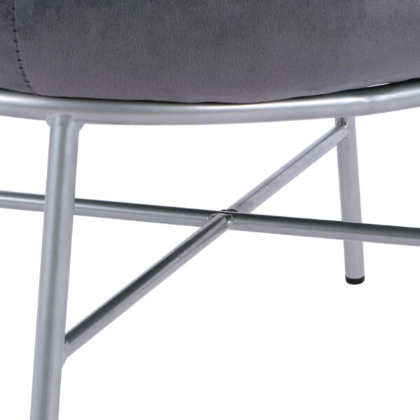 ΣΚΑΜΠΟ ΥΠΟΠΟΔΙΟ TRUDI HM8640.01 ΑΠΟ ΓΚΡΙ ΒΕΛΟΥΔΟ ΜΕ ΑΣΗΜΙ ΒΑΣΗ 55x46x38Υ εκ.