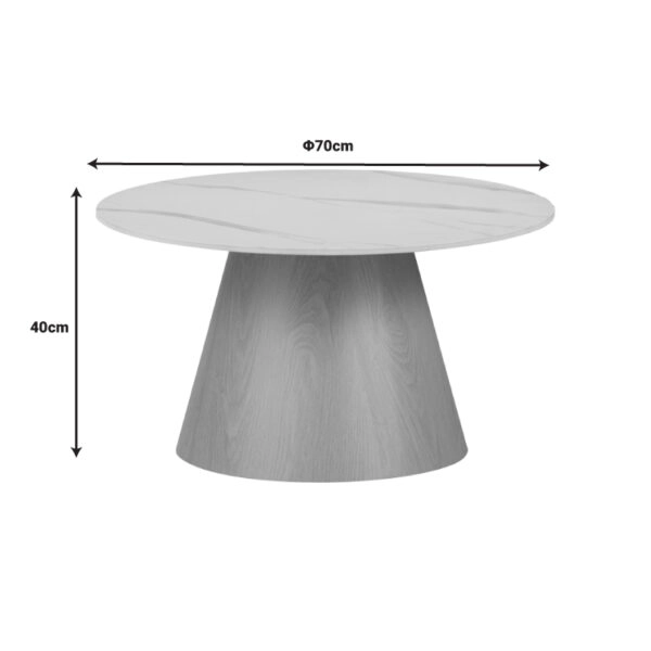 Τραπέζι σαλονιού Soleire Inart λευκό μαρμάρου sintered stone -μεταλλική βάση Φ70x41.5εκ