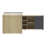 Γραφείο επαγγελματικό Lotus  με δεξιά γωνία σε φυσική-ανθρακί απόχρωση 180x180x75εκ