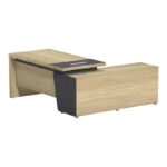 Γραφείο επαγγελματικό Lotus  αριστερή σε φυσική-ανθρακί απόχρωση 180x180x75εκ