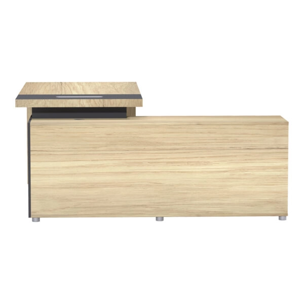 Γραφείο επαγγελματικό Lotus  αριστερή σε φυσική-ανθρακί απόχρωση 180x180x75εκ