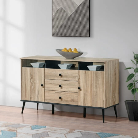 Μπουφές Zezan  σε sonoma-ανθρακί απόχρωση 140.5x41.5x80εκ