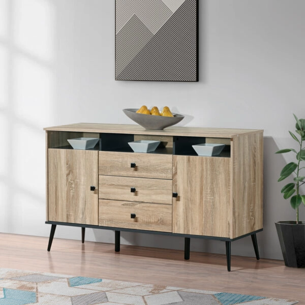 Μπουφές Zezan  σε sonoma-ανθρακί απόχρωση 140.5x41.5x80εκ