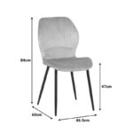 Καρέκλα Jelour βελούδο σε κίτρινη απόχρωση 46.5x60x84εκ