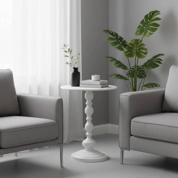 Βοηθητικό τραπέζι Anesor  μέταλλο σε κρεμ απόχρωση Φ40x52εκ