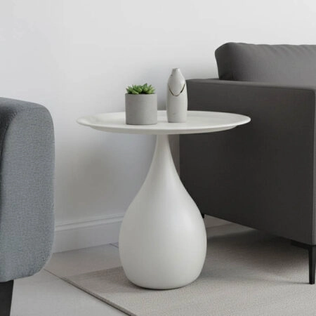 Βοηθητικό τραπέζι Samino  μέταλλο σε κρεμ απόχρωση Φ39x42εκ