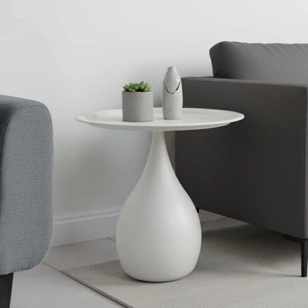 Βοηθητικό τραπέζι Samino  μέταλλο σε κρεμ απόχρωση Φ39x42εκ