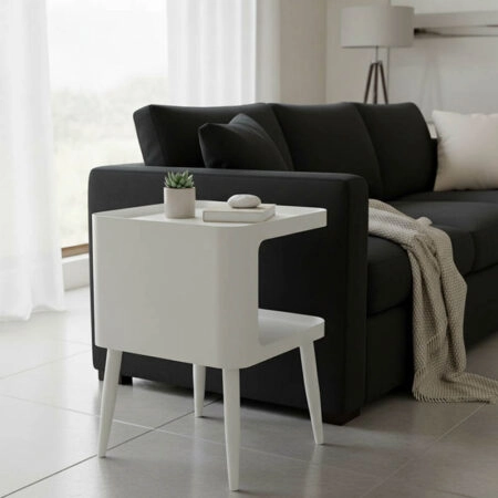 Βοηθητικό τραπέζι Cubino pakoworld μέταλλο σε κρεμ απόχρωση 35x35x50εκ