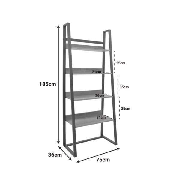 Βιβλιοθήκη Ryder σε oak-μαύρη απόχρωση 75x36x185εκ
