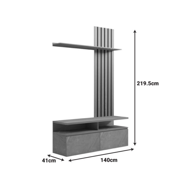 Σύνθετο σαλονιού Perlento  σε μαύρο με sonoma απόχρωση 140x41x219.5εκ