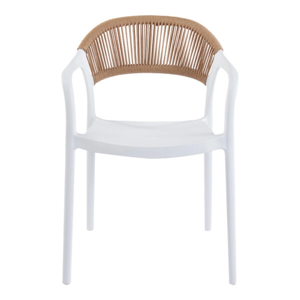Πολυθρόνα Ankara  στοιβαζόμενη pp-pe rattan σε λευκή-φυσική απόχρωση 54x55.5x77εκ