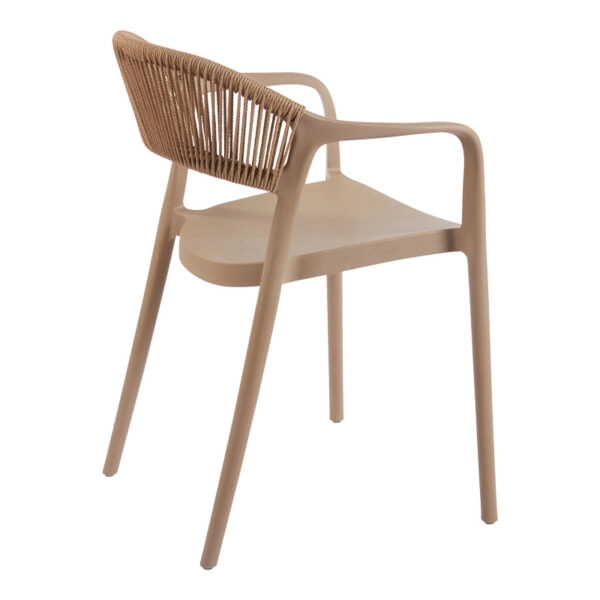 Πολυθρόνα Ankara στοιβαζόμενη pp-pe rattan σε μόκα-φυσική απόχρωση 54x55.5x77εκ