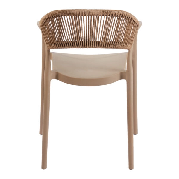 Πολυθρόνα Ankara στοιβαζόμενη pp-pe rattan σε μόκα-φυσική απόχρωση 54x55.5x77εκ
