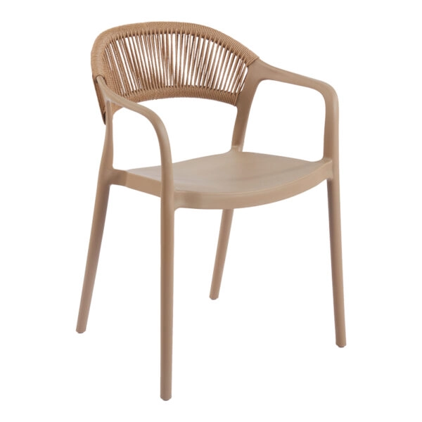 Πολυθρόνα Ankara στοιβαζόμενη pp-pe rattan σε μόκα-φυσική απόχρωση 54x55.5x77εκ