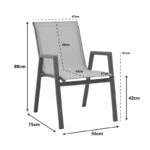 Πολυθρόνα Azelie στοιβαζόμενη textilene ανθρακί-πόδι αλουμινίου ανθρακί-plywood μπράτσο 56x75x88εκ