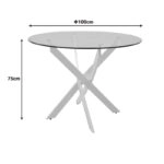 Τραπέζι Antoro  γυαλί και μεταλλικά πόδια σε λευκή απόχρωση Φ100x75εκ