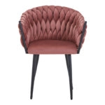 Πολυθρόνα Vivian  σάπιο μήλο βελούδο-πόδι μαύρο μέταλλο 61x55x80εκ