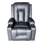 Πολυθρόνα relax με μηχανισμό massage Gessel  PU σε μαύρη απόχρωση 80x90x98εκ