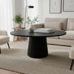 Τραπέζι σαλονιού Canicule  μασίφ ξύλο ακακίας μαύρο Φ80x40εκ